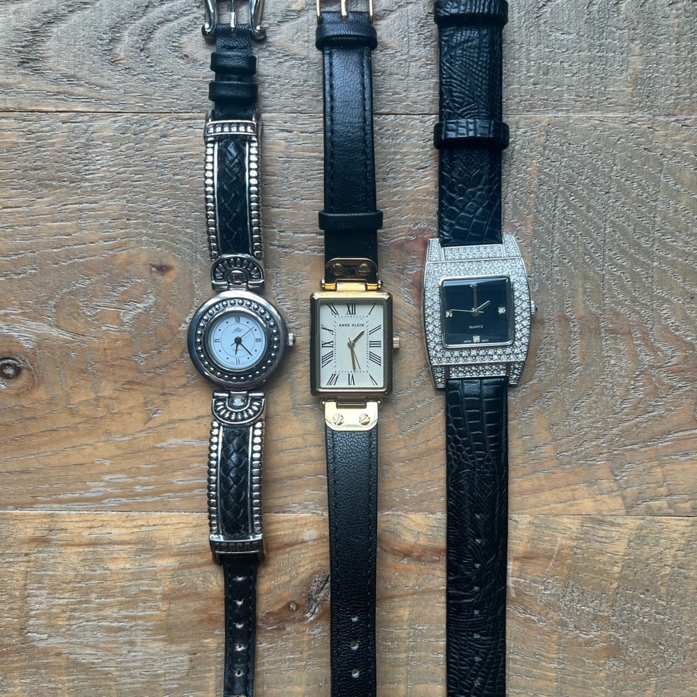 Elegant Black and Silver Watch Trio